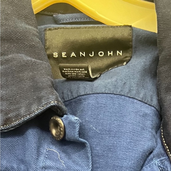 SEAN JOHN Jean Jacket Two Tone Blue Black and Black denim jacket Size Small - Picture 4 of 8